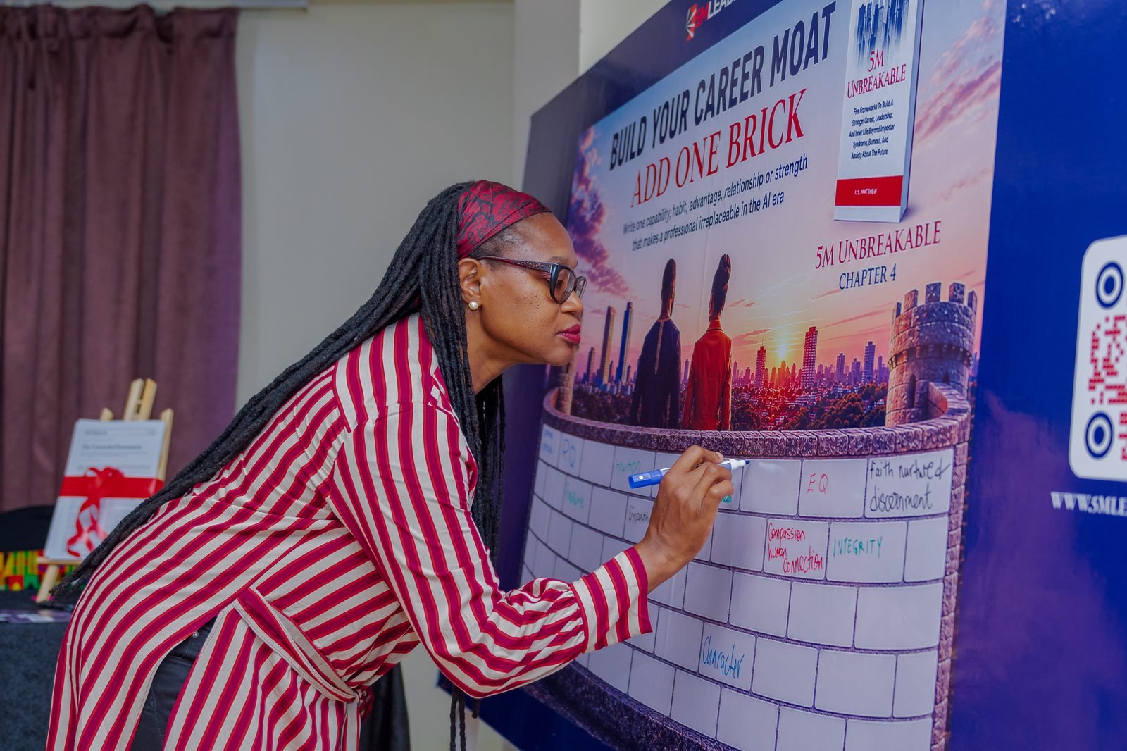 A guest adding to the Build Your Career MOAT wall
