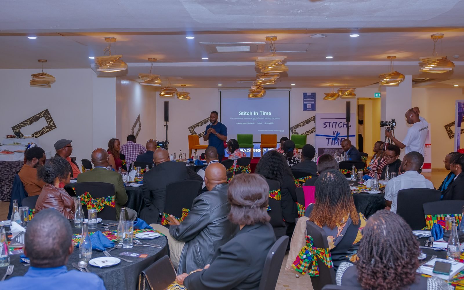 Guests seated as the author opens the 5M Leadership book launch
