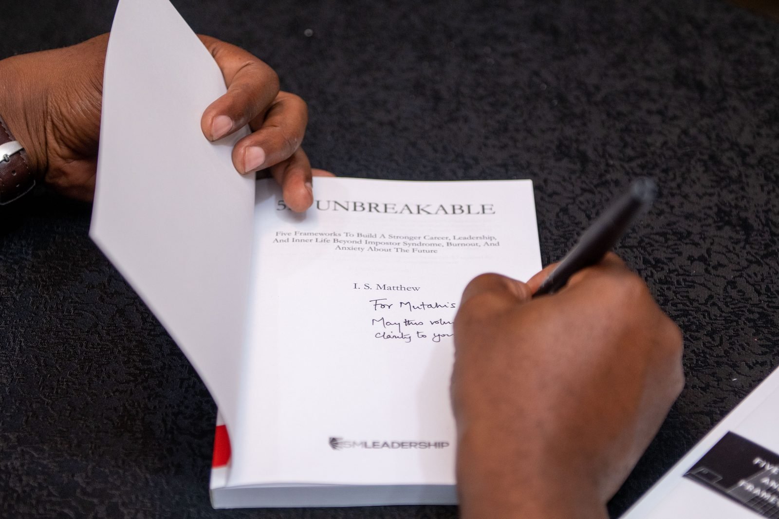 A personalised signing inside 5M Unbreakable